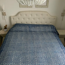Load image into Gallery viewer, Indigo Block Print Batik Blanket
