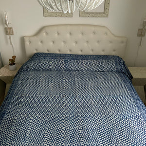 Indigo Block Print Batik Blanket