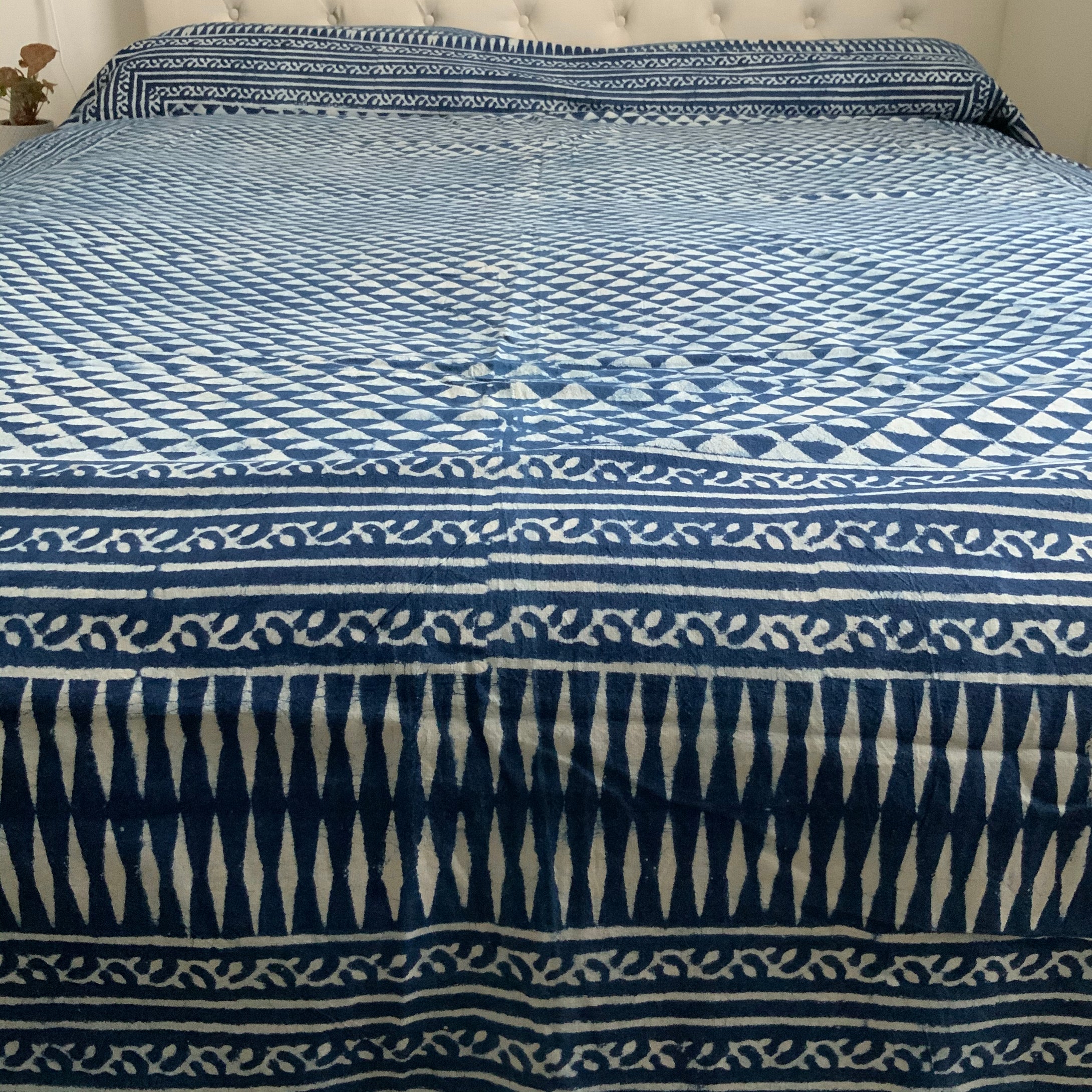 Indigo Block Print Batik Duvet Cover