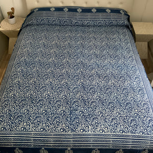 Indigo Block Print Batik Blanket