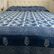Load image into Gallery viewer, Indigo Block Print Batik Blanket
