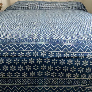 Indigo Block Print Batik Blanket