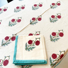 Load image into Gallery viewer, Table Cloths with Napkins- Block Printed Botanicals Mughal Style
