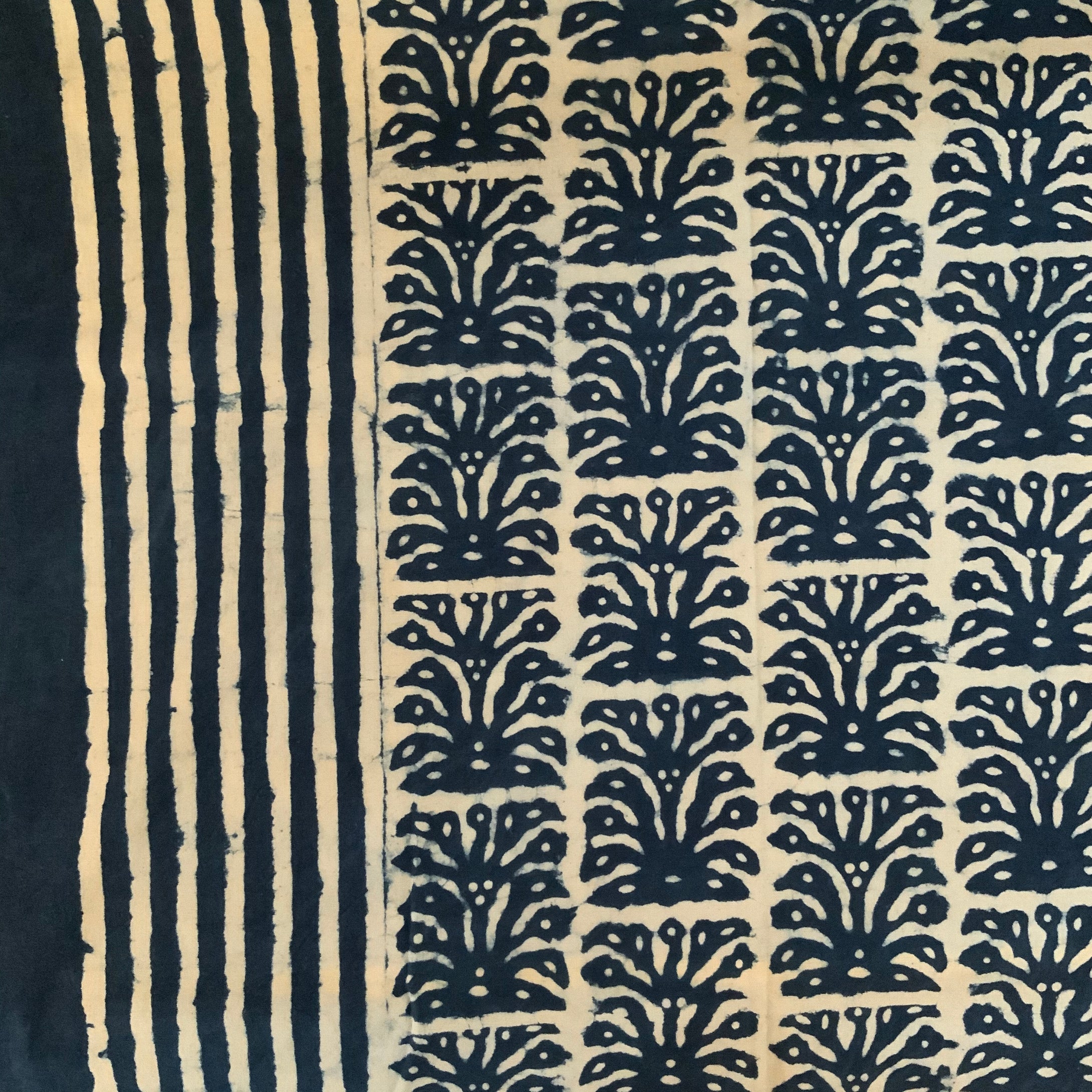 Indigo Block Print Batik Blanket / Throw