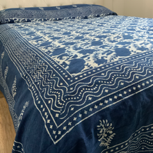 Load image into Gallery viewer, Indigo Block Print Batik Blanket
