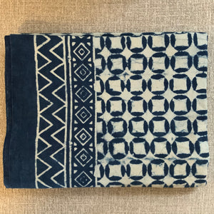 Indigo Block Print Batik Blanket / Throw