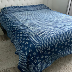 Indigo Block Print Batik Duvet Cover