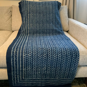 Indigo Block Print Batik Blanket / Throw