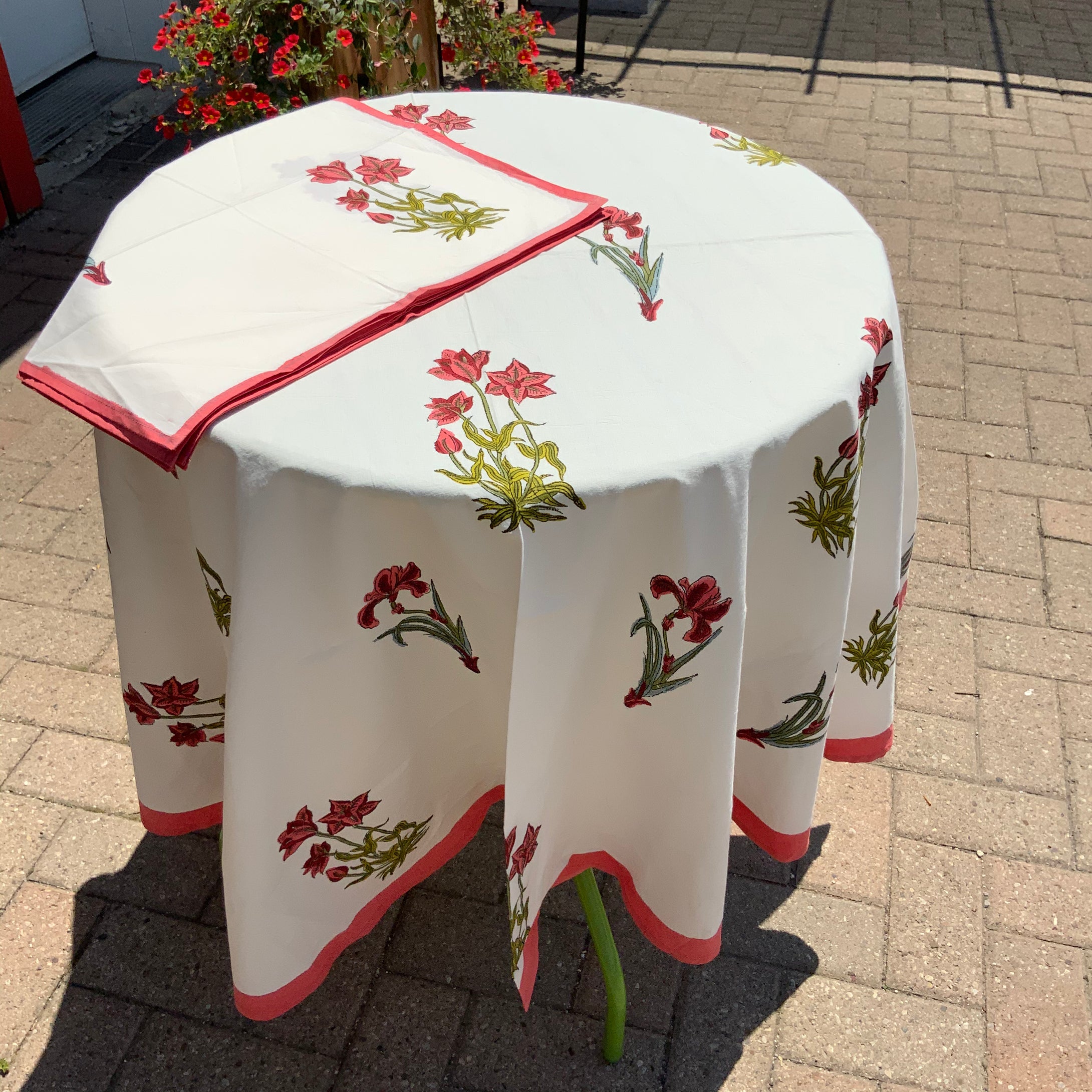 Table Cloths with Napkins- Block Printed Botanicals Mughal Style