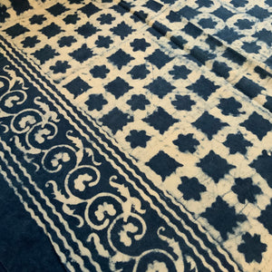 Indigo Block Print Batik Blanket / Throw