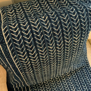 Indigo Block Print Batik Blanket / Throw