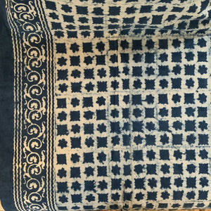 Indigo Block Print Batik Blanket / Throw