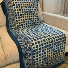 Load image into Gallery viewer, Indigo Block Print Batik Blanket / Throw
