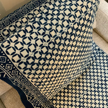 Load image into Gallery viewer, Indigo Block Print Batik Blanket / Throw
