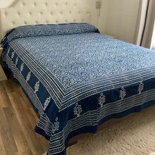 Load image into Gallery viewer, Indigo Block Print Batik Blanket
