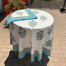 Load image into Gallery viewer, Table Cloths with Napkins- Block Printed Botanicals Mughal Style
