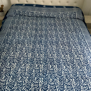 Indigo Block Prink Batik Blanket