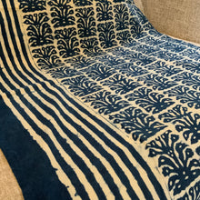 Load image into Gallery viewer, Indigo Block Print Batik Blanket / Throw
