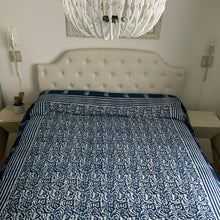 Load image into Gallery viewer, Indigo Block Prink Batik Blanket
