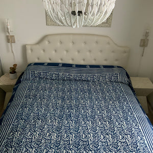 Indigo Block Prink Batik Blanket