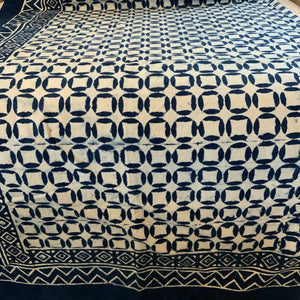 Indigo Block Print Batik Blanket / Throw