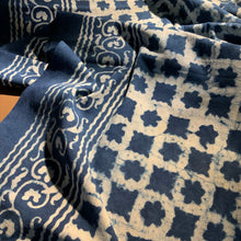 Load image into Gallery viewer, Indigo Block Print Batik Blanket / Throw
