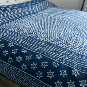 Indigo Block Print Batik Duvet Cover