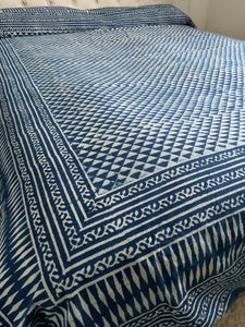 Indigo Block Print Batik Duvet Cover