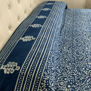 Indigo Block Print Batik Blanket