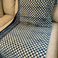 Load image into Gallery viewer, Indigo Block Print Batik Blanket / Throw
