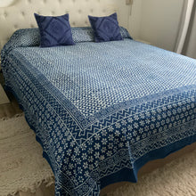 Load image into Gallery viewer, Indigo Block Print Batik Blanket
