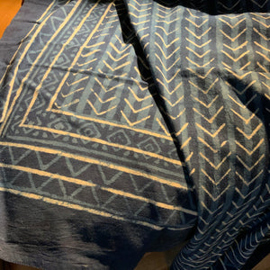 Indigo Block Print Batik Blanket / Throw
