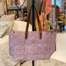 Load image into Gallery viewer, Oversized Blockprint Bags with Leather Straps (Made with Vintage Upcycled Materials)
