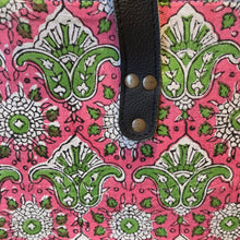 Load image into Gallery viewer, Oversized Blockprint Bags with Leather Straps (Made with Vintage Upcycled Materials)
