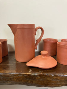 Pitcher with Clay Cups.  1 jug / s6 cups