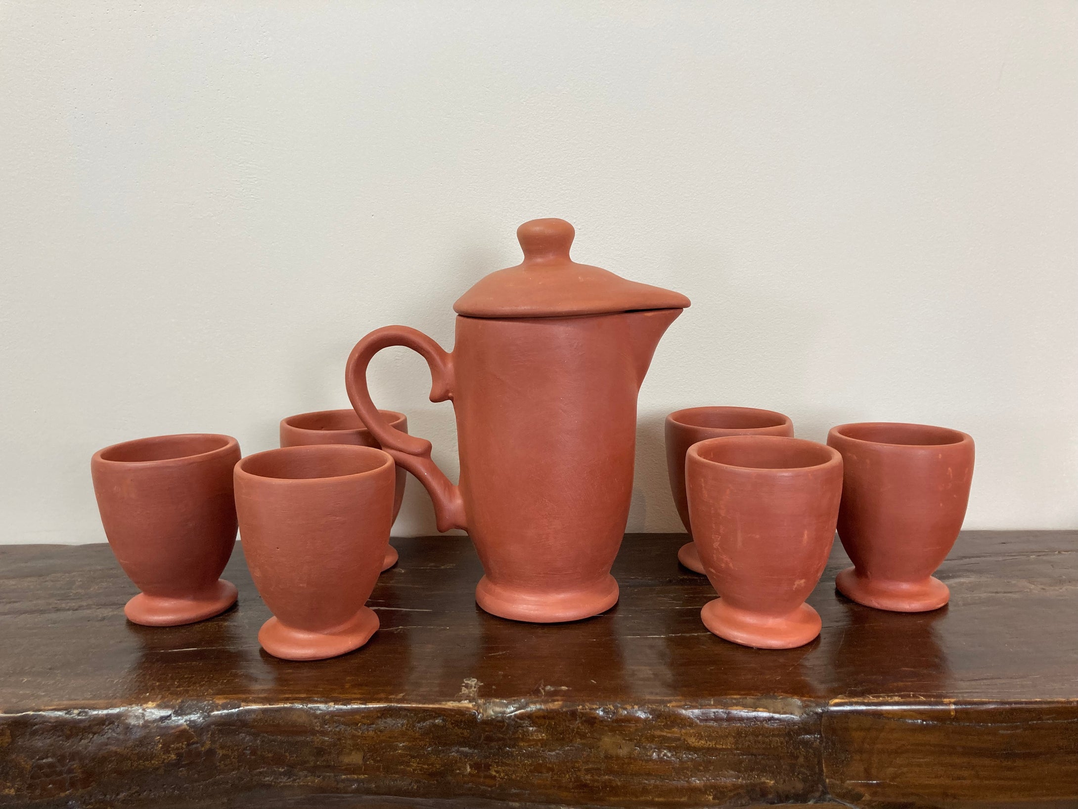 Pitcher with Clay Cups.  1 jug / s6 cups