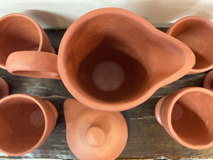 Pitcher with Clay Cups.  1 jug / s6 cups