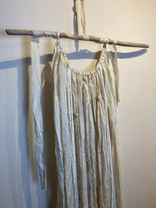Macramé Wall Hanging - Upcyled Sari Silk Cream