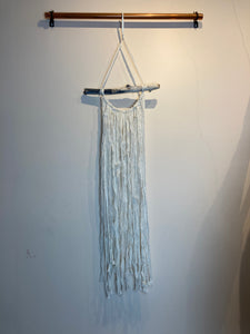 Macramé Wall Hanging - Upcyled Sari Silk White