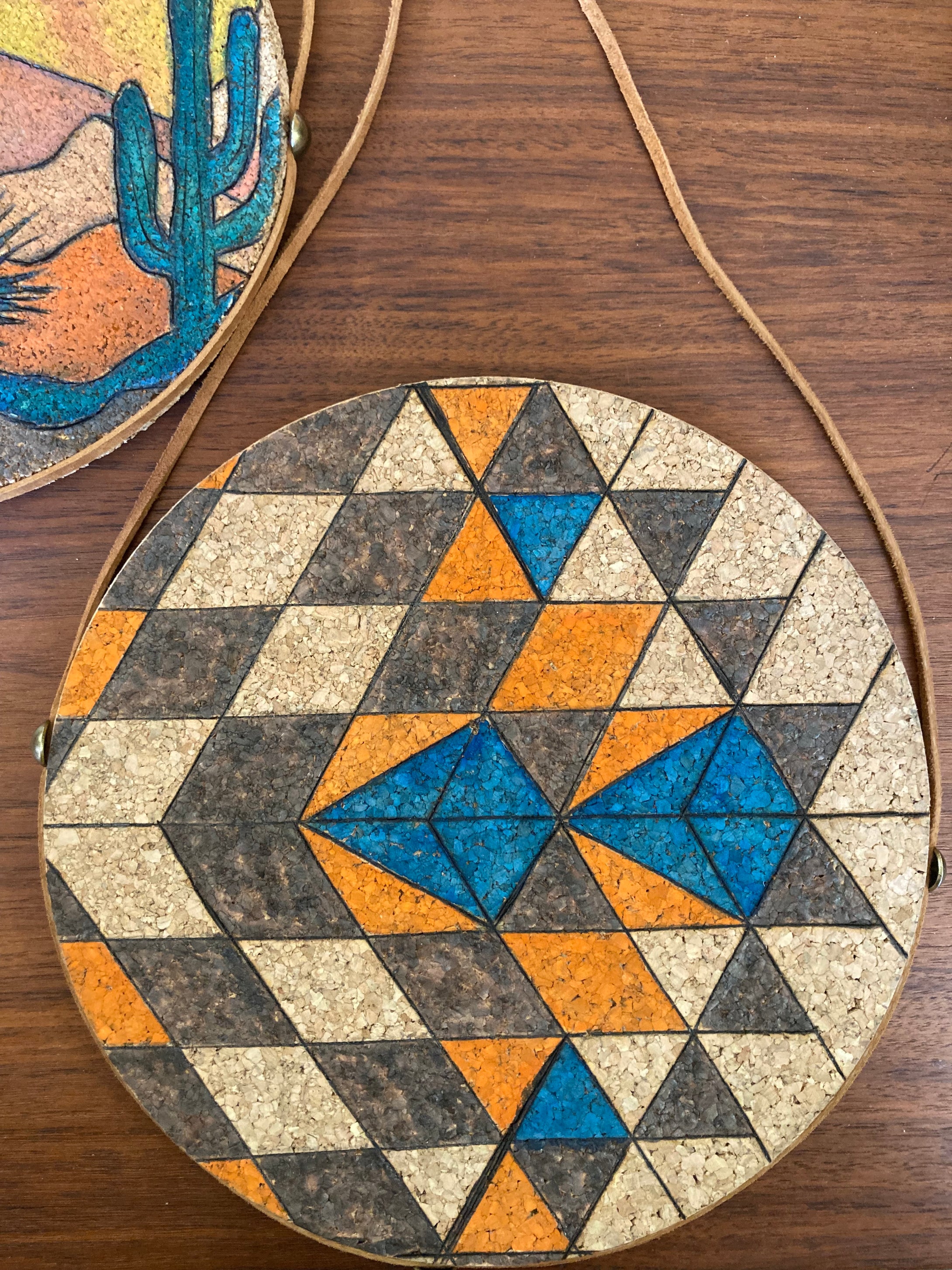 Desert Collection Aztec Design - Wall Hanging Trivets - Plaid and Peaches - Large
