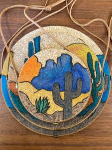 Desert Collection - Wall Hanging Trivets - Plaid and Peaches- Small