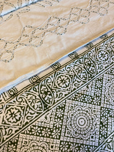 Block Print Duvet Cover w 2 Accent Pillow Cases