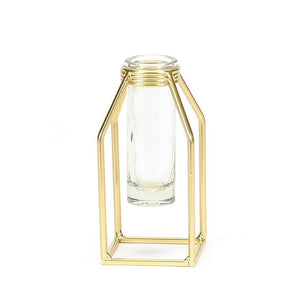 GOLD IRON STAND W TUBE GLASS